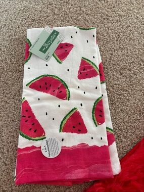 Outrds Watermelon Print Kitchen Towel - White, Pink, Green